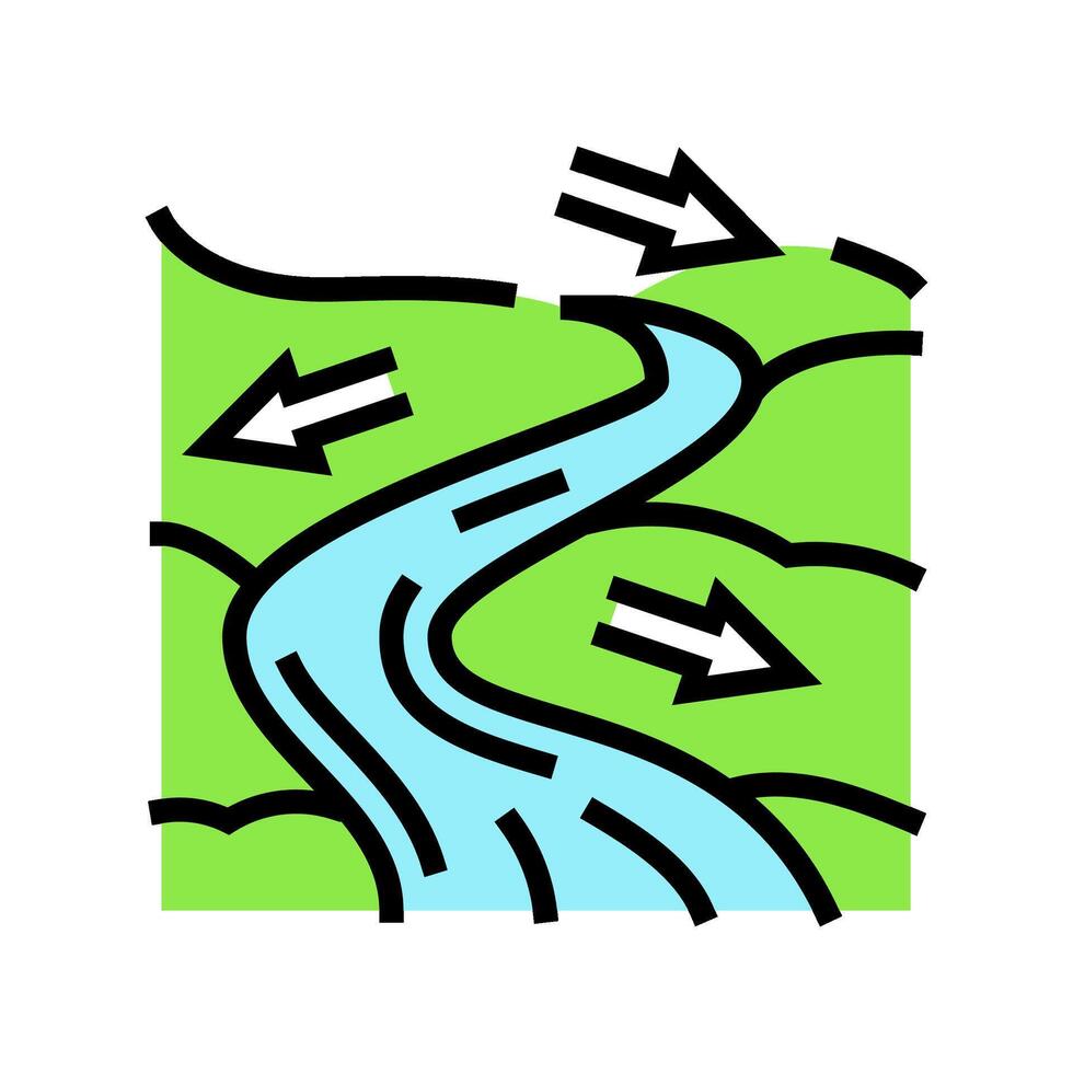 river flow hydroelectric power color icon vector illustration