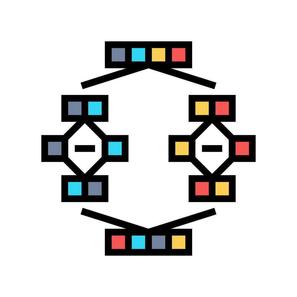 mergesort algorithm color icon vector illustration