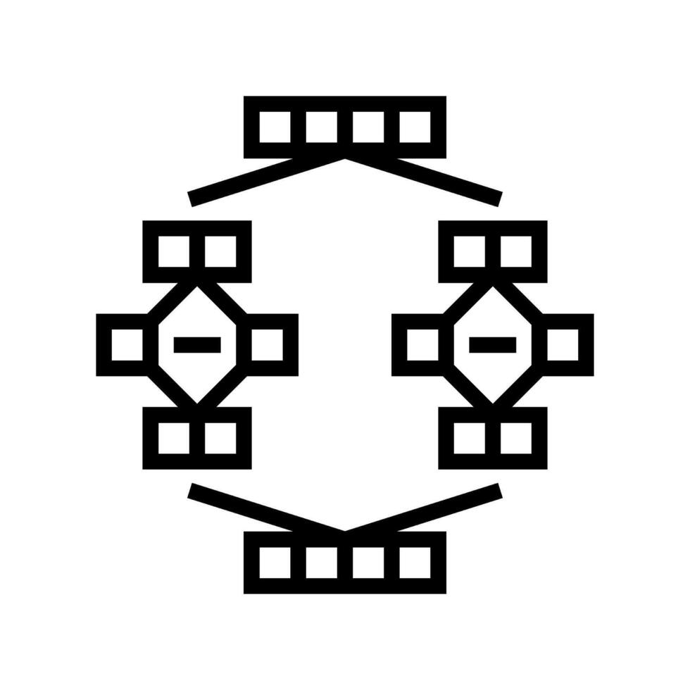 mergesort algorithm line icon vector illustration