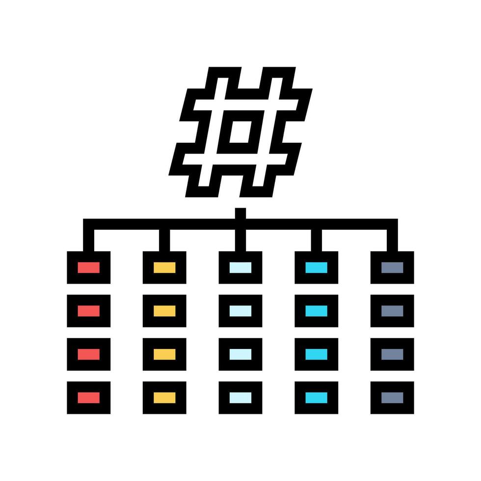 hashing algorithm color icon vector illustration