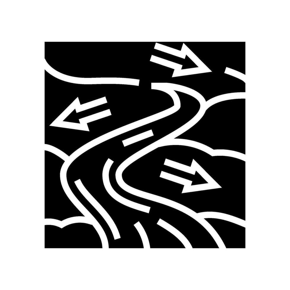 río fluir hidroeléctrico poder glifo icono vector ilustración