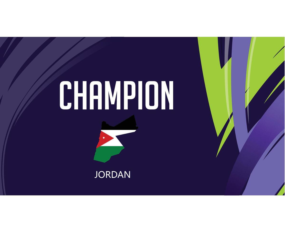 Jordanie Champion Flag Map Asian Nations 2023 Emblem Teams Countries Asian Football Symbol Logo Design Vector Illustration