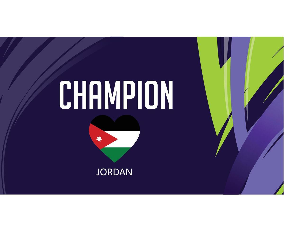 jordania campeón bandera corazón asiático naciones 2023 emblema equipos países asiático fútbol americano símbolo logo diseño vector ilustración