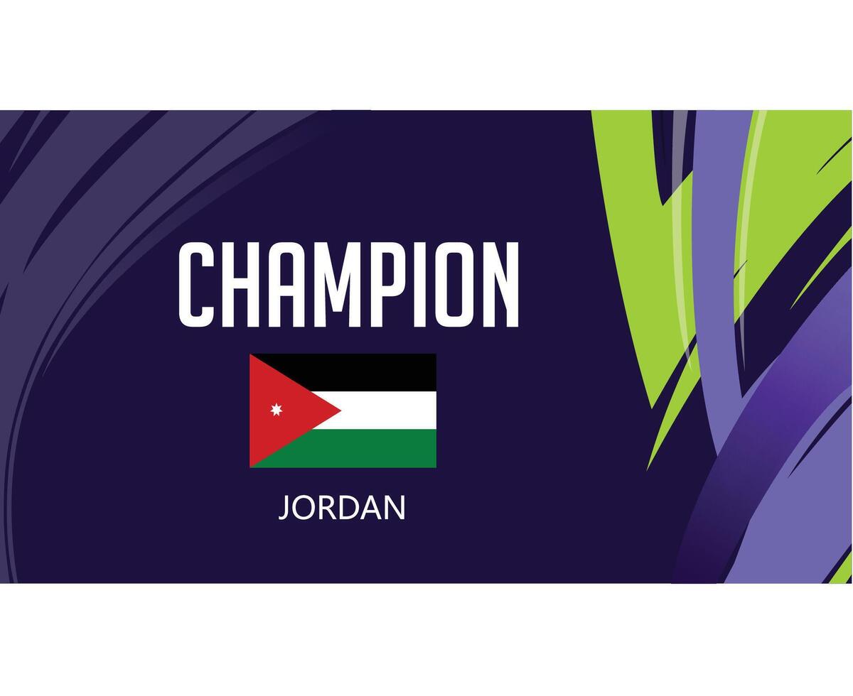 Jordanie Champion Flag Emblem Asian Nations 2023 Teams Countries Asian Football Symbol Logo Design Vector Illustration