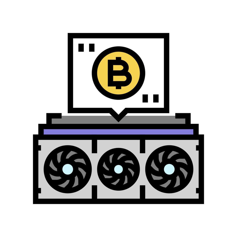 cryptocurrency mining color icon vector illustration