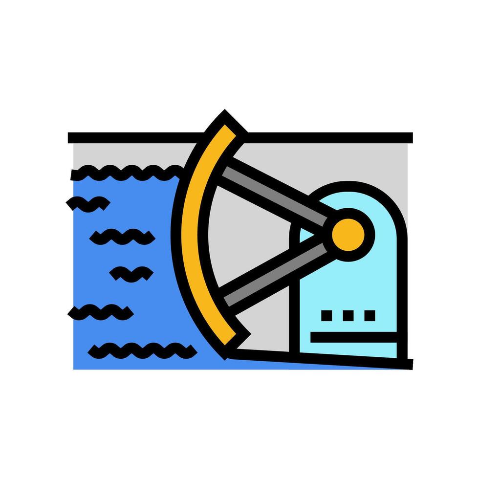 aliviadero puertas hidroeléctrico poder color icono vector ilustración
