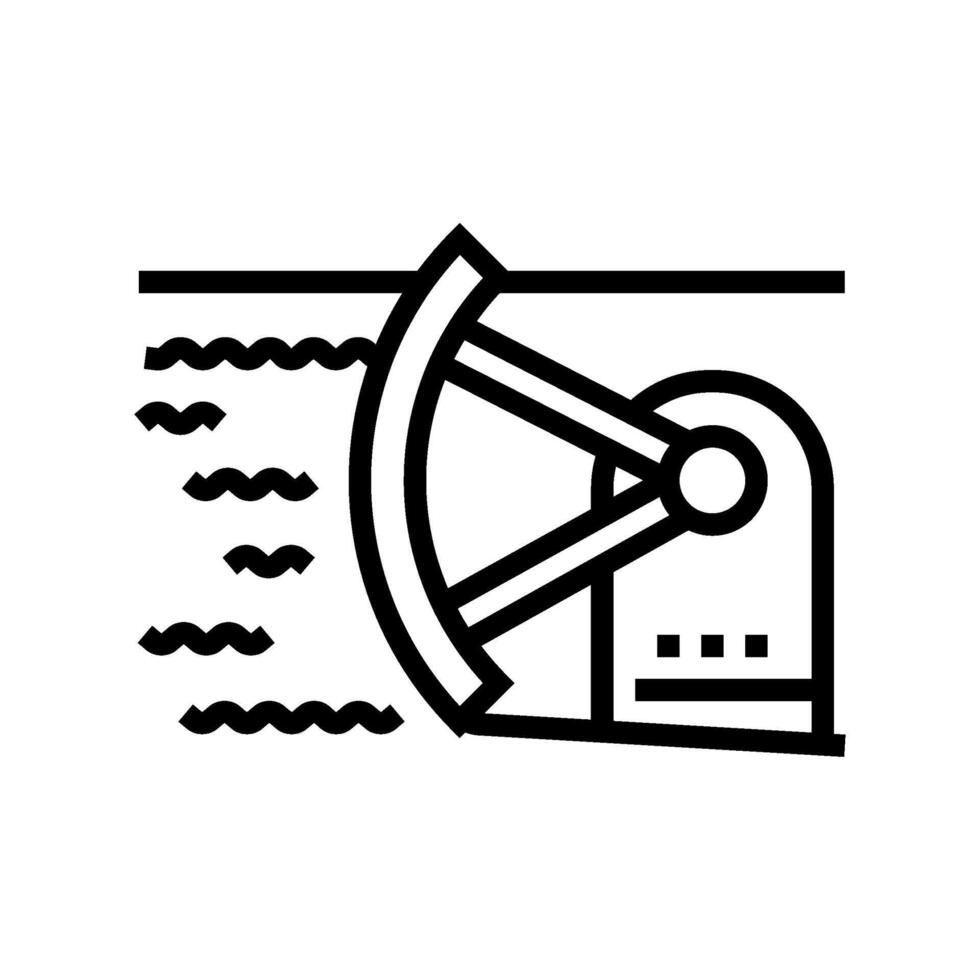 spillway gates hydroelectric power line icon vector illustration
