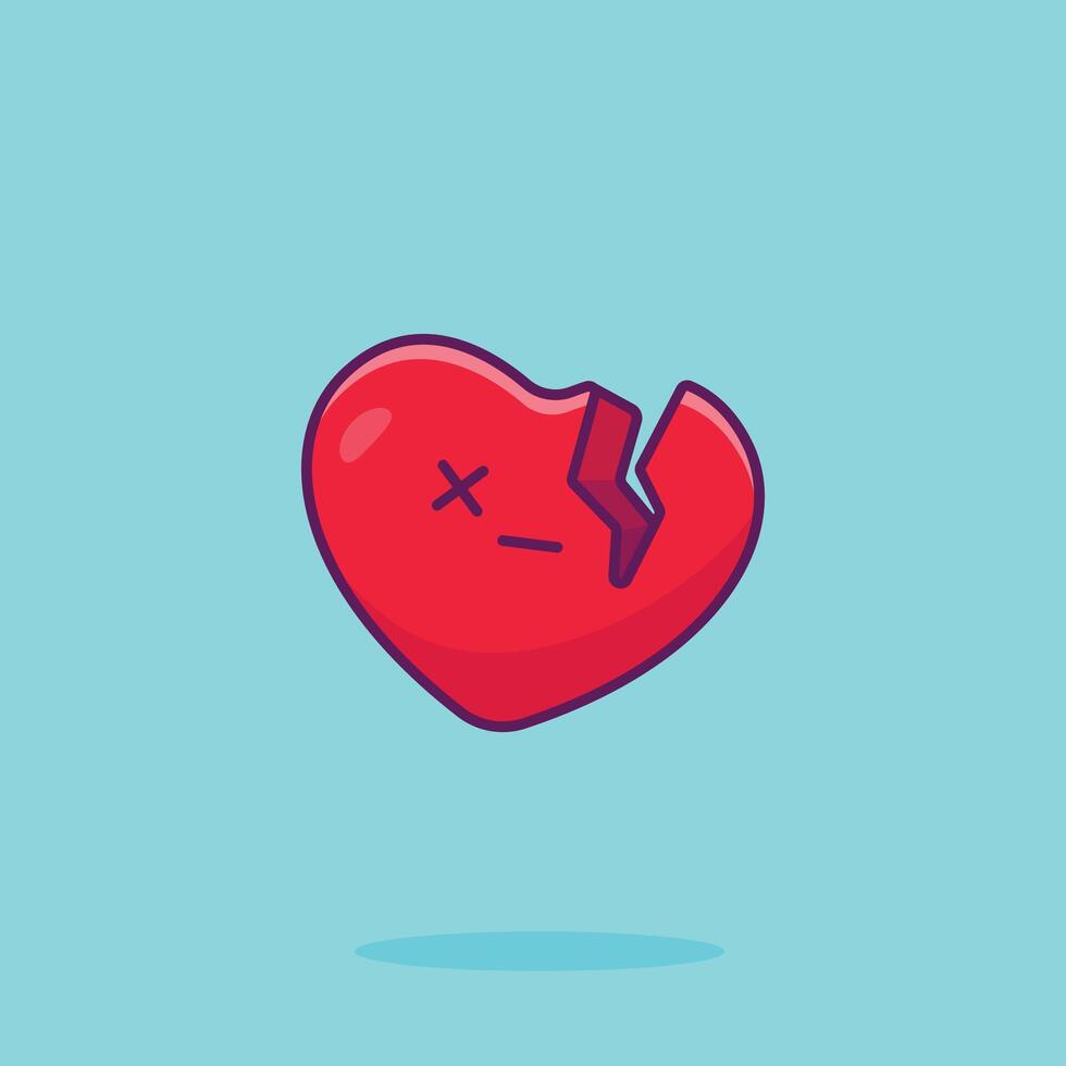 Broken heart cartoon vector illustration valentine concept icon isolated