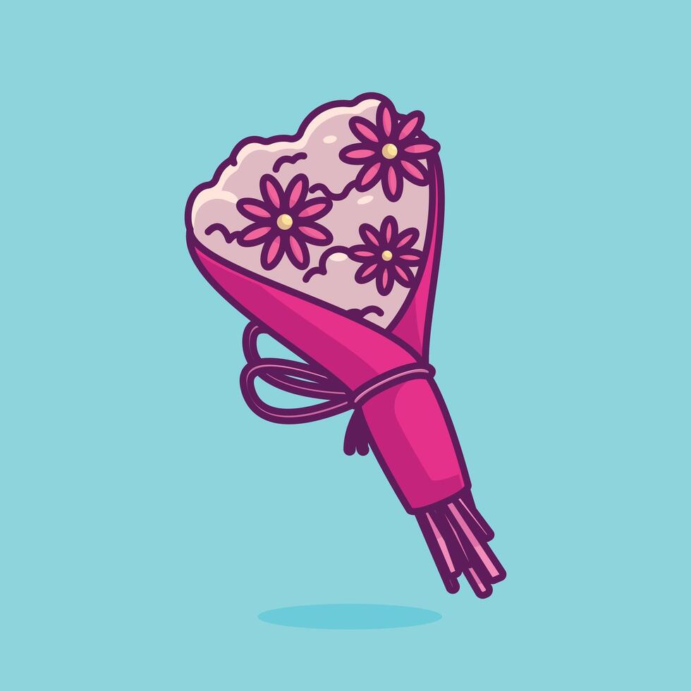 Flower bouquet cartoon vector illustration valentine concept icon isolated