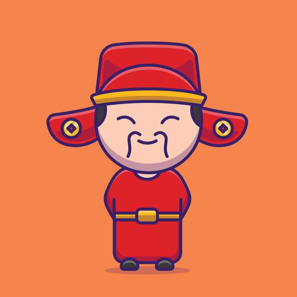 Cute chinese fortune greeting chinese new year cartoon vector illustration chinese lunar new year concept icon isolated