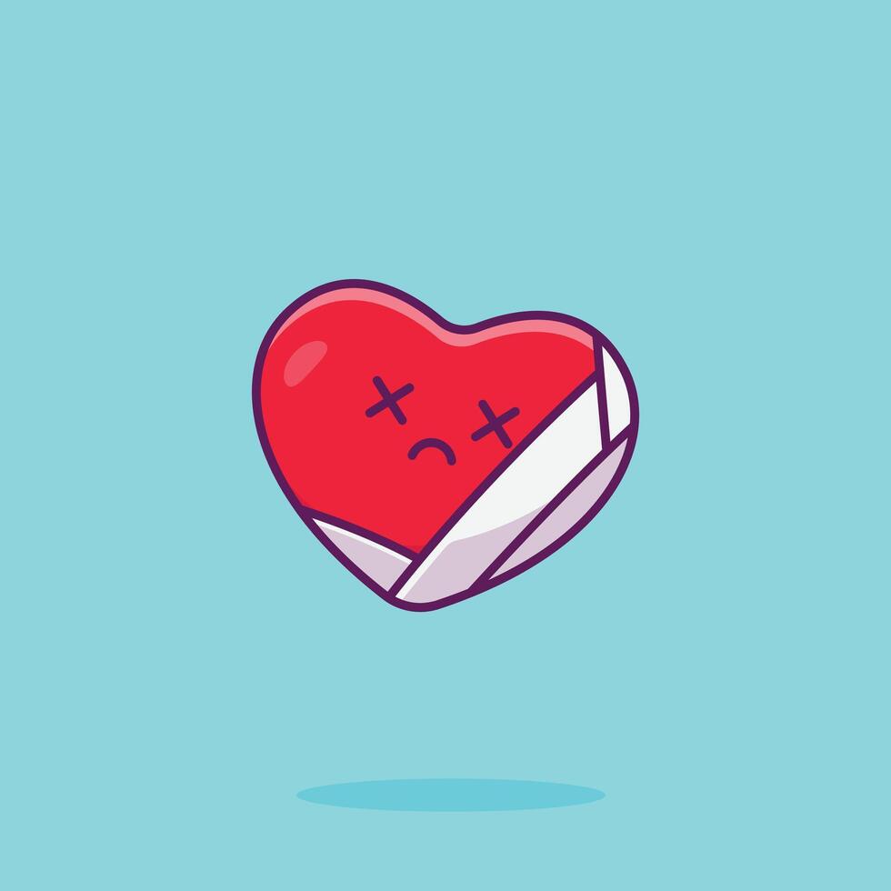 Heartache bandaged cartoon vector illustration valentine concept icon isolated