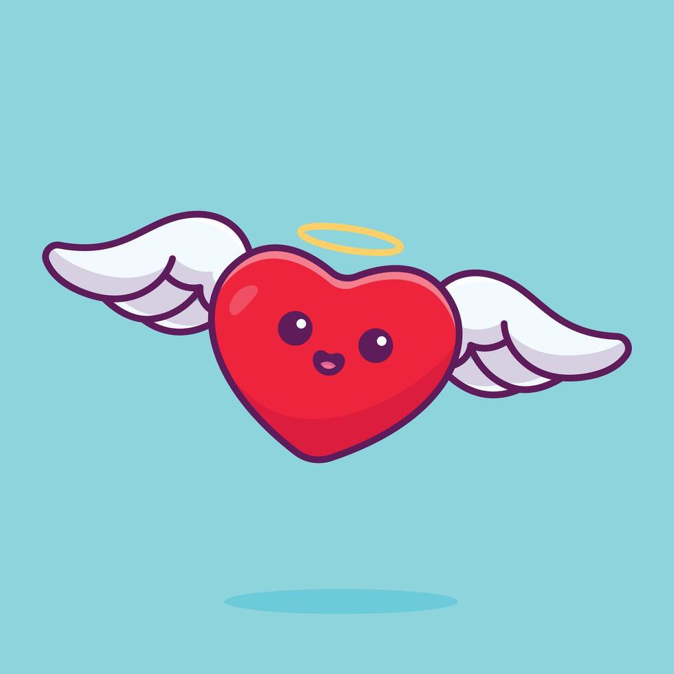 Angel heart cartoon vector illustration valentine concept icon isolated