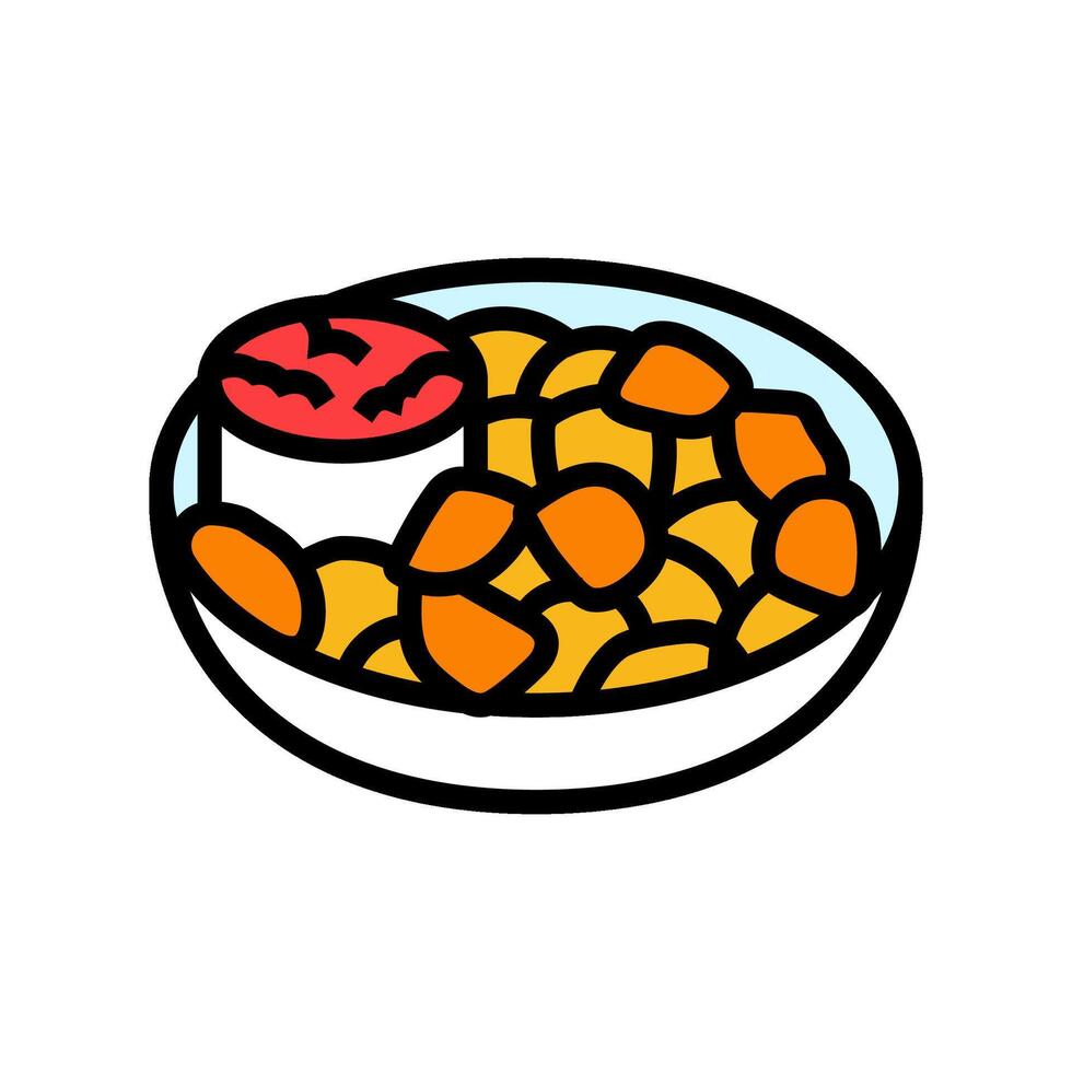 patatas bravas Español cocina color icono vector ilustración