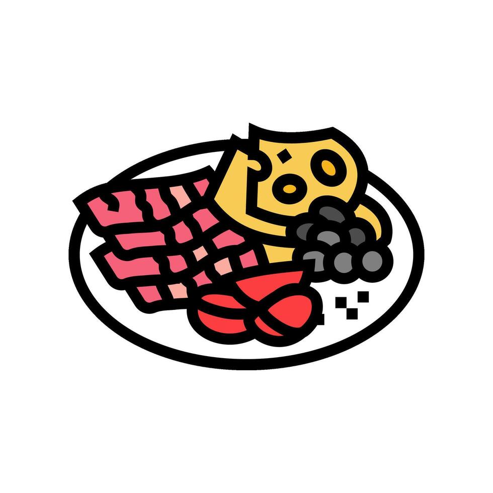 tapas selection spanish cuisine color icon vector illustration