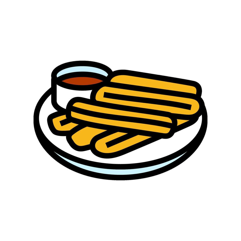 churros dessert spanish cuisine color icon vector illustration