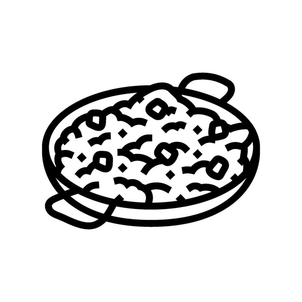 paella dish spanish cuisine line icon vector illustration