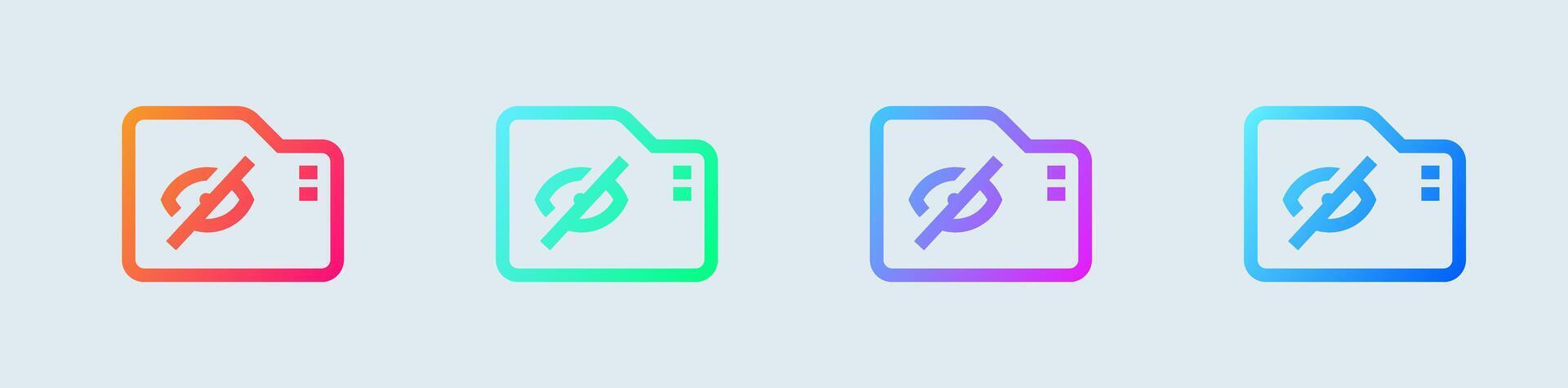 Hidden folder line icon in gradient colors. Private signs vector illustration.