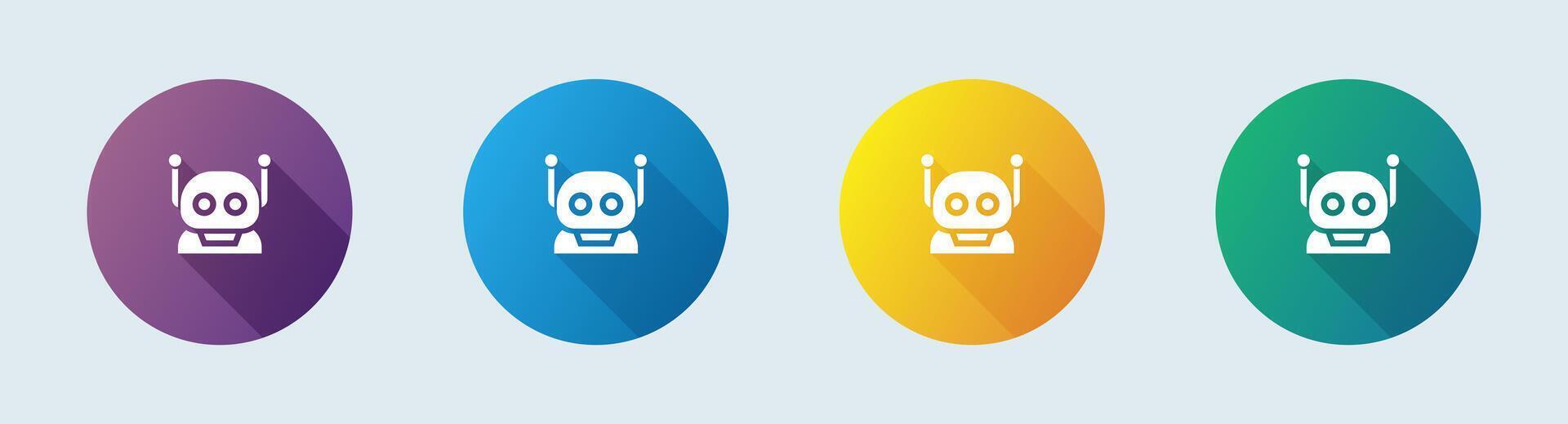 Robot solid icon in flat design style. Artificial intelligence signs vector illustration.