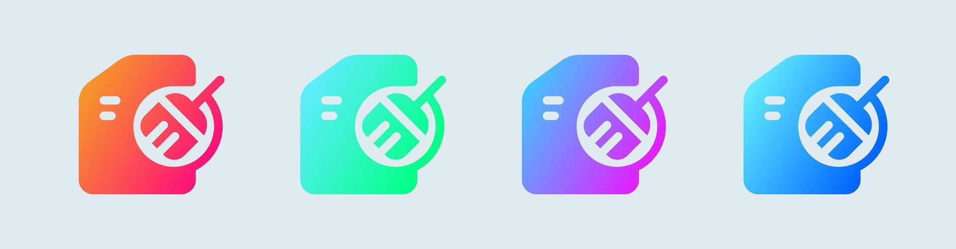 Clean disk solid icon in gradient colors. Cleaner signs vector illustration.