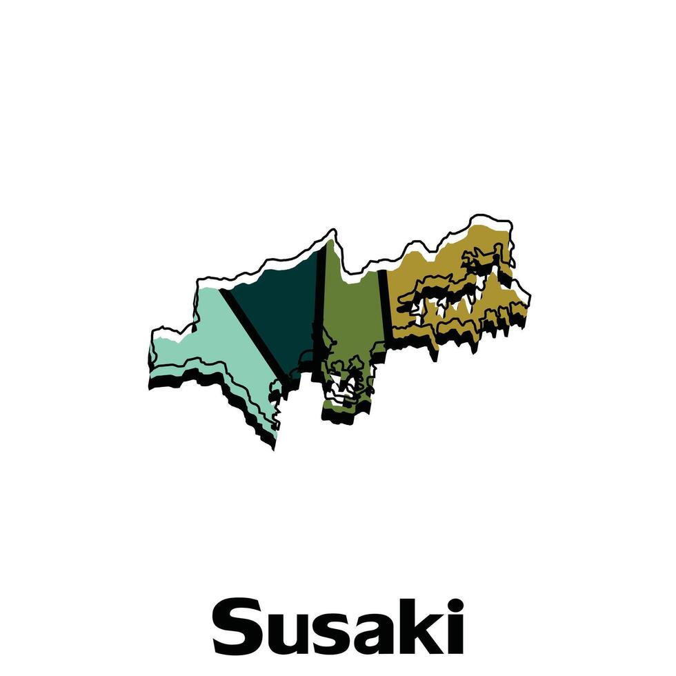 vector Map of Susaki City colorful illustration template design on white background