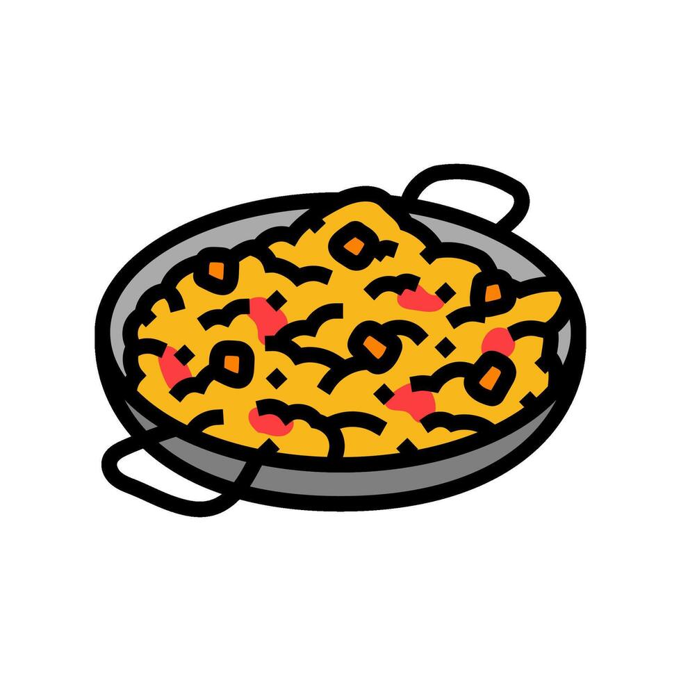 paella plato Español cocina color icono vector ilustración