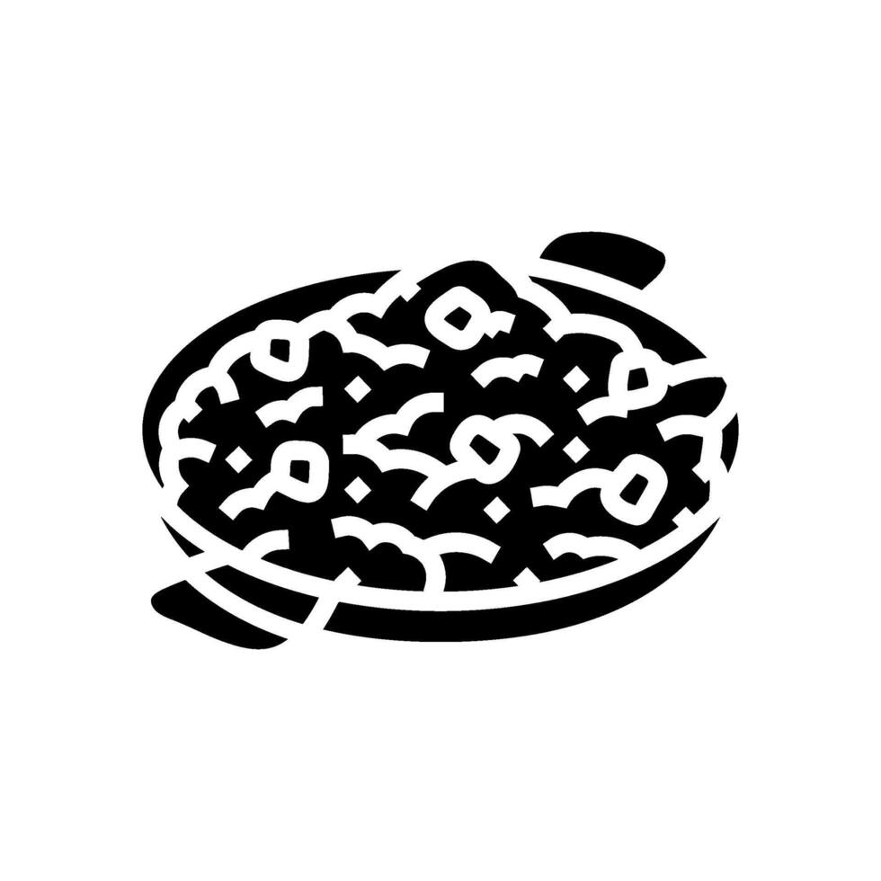 paella dish spanish cuisine glyph icon vector illustration