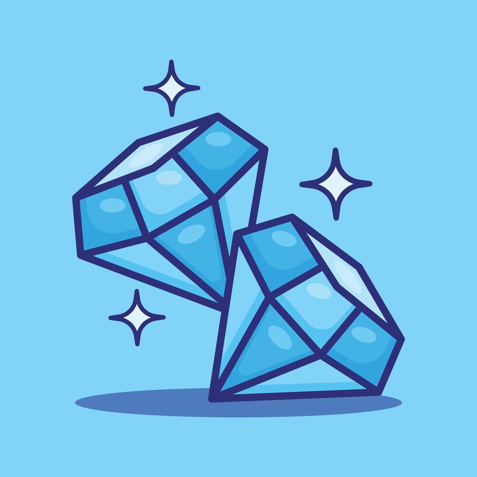 cartoon vector illustration of diamond.