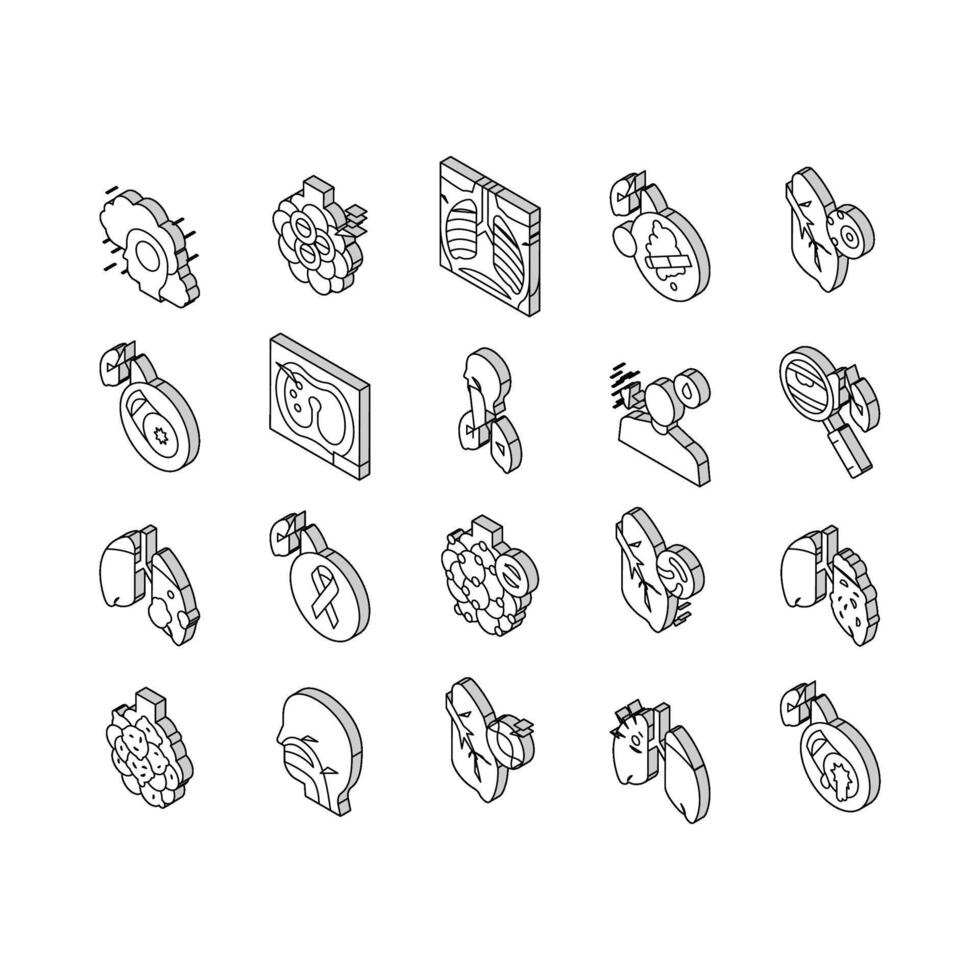 Respiratory Disease Collection isometric icons set vector