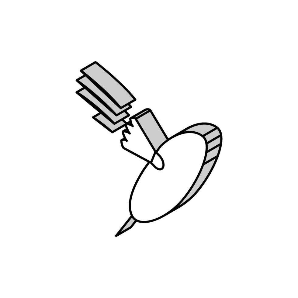 acción volante raqueta isométrica icono vector ilustración