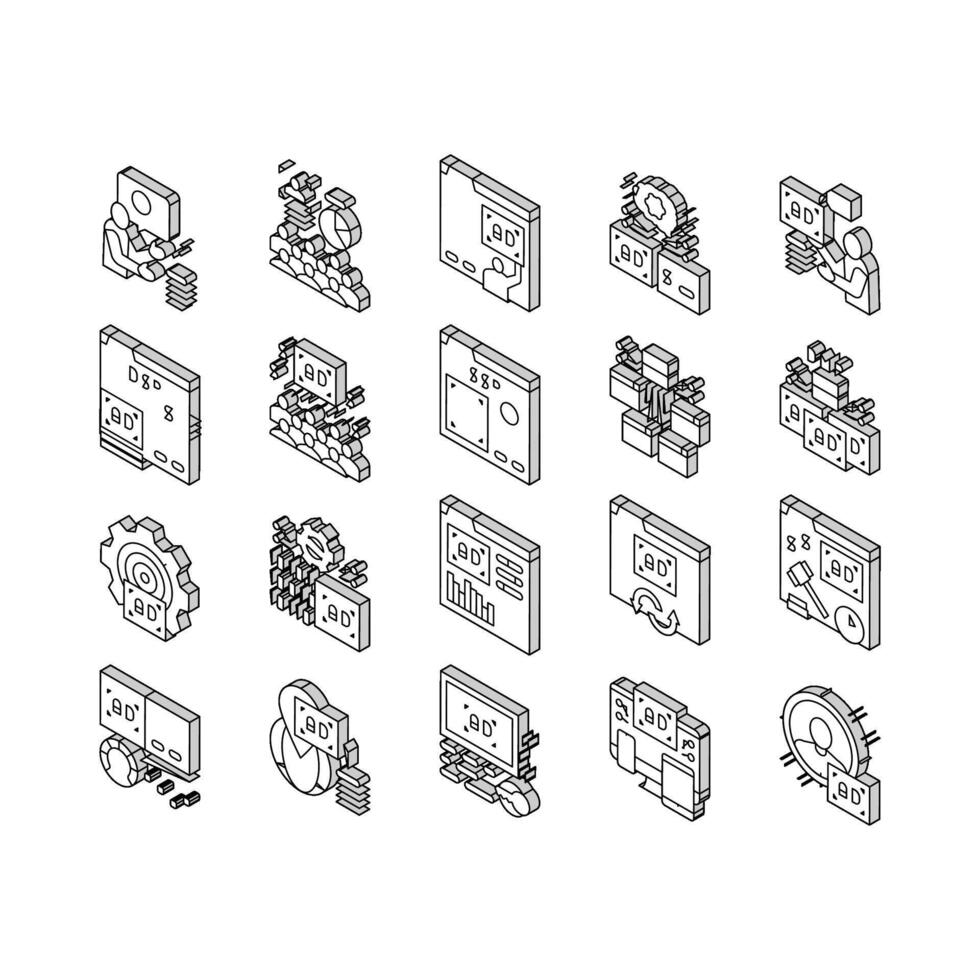 programático publicidad Servicio isométrica íconos conjunto vector