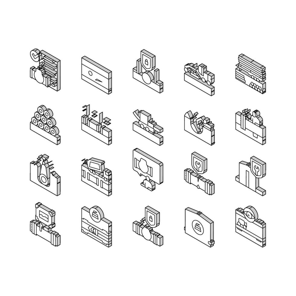 Pipeline Construction Collection isometric icons set vector