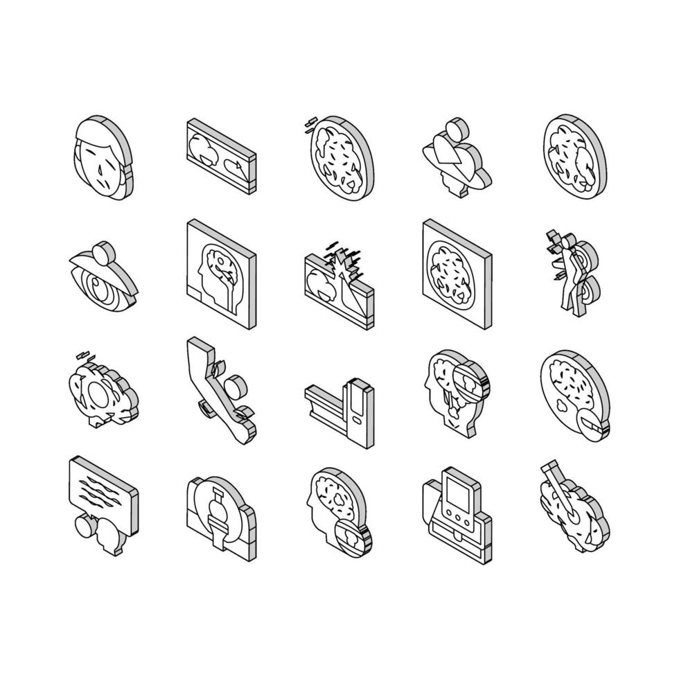 Stroke Health Problem Collection isometric icons set vector