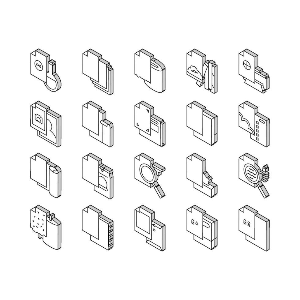 Paper List For Printing Poster isometric icons set vector