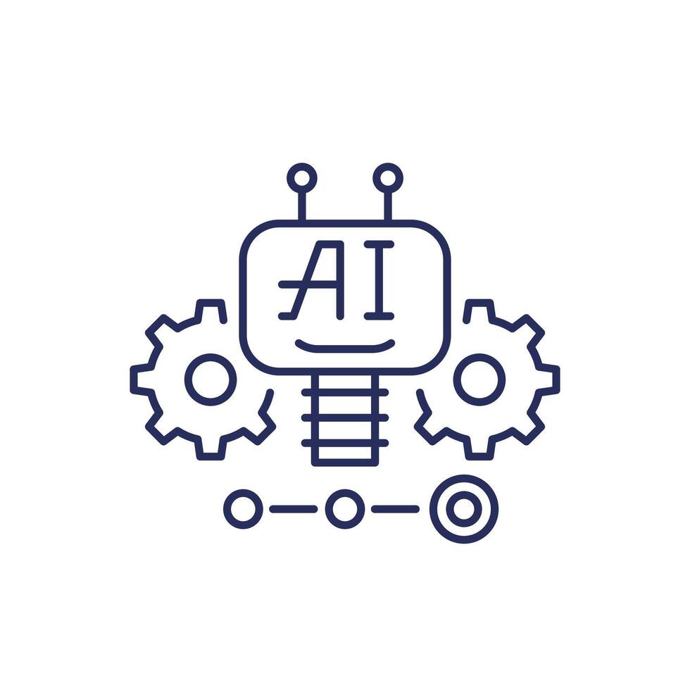 AI bot icon, Artificial intelligence line vector