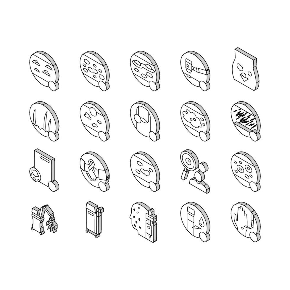 Dermatology Problem Collection isometric icons set vector