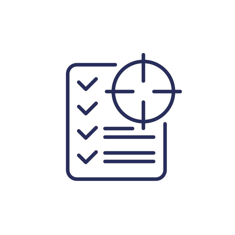 Goals line icon with checklist, vector