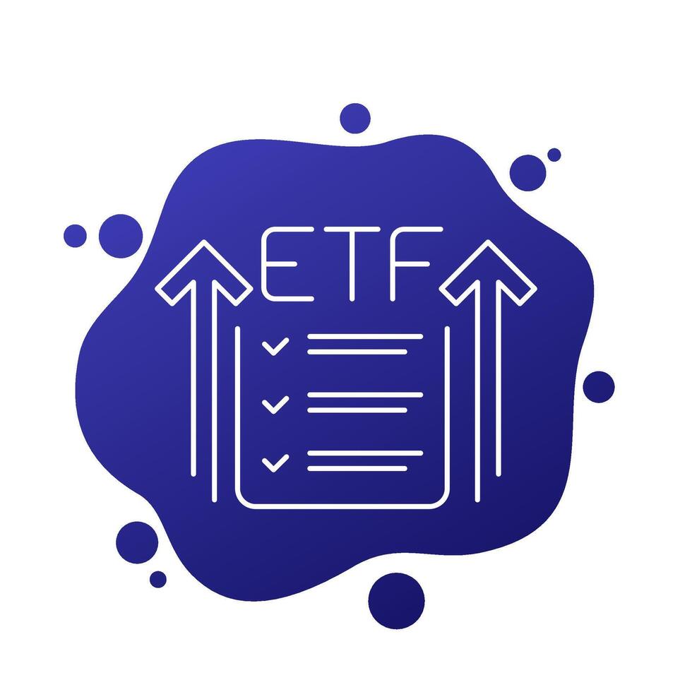 ETF icon, growing funds linear vector