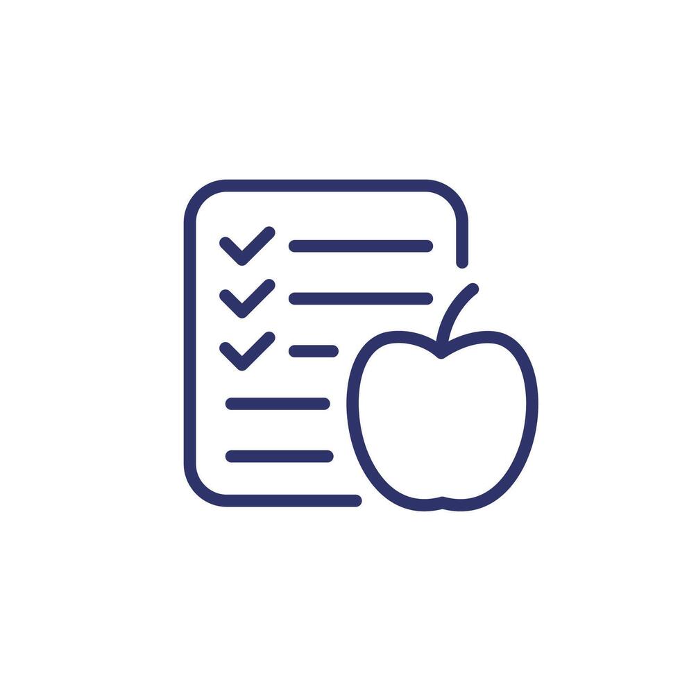 diet plan line icon, nutrition plan vector