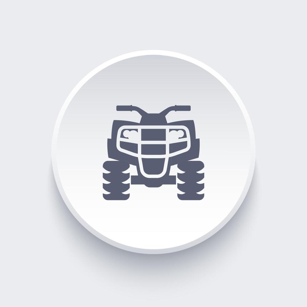 quad bike, atv, quadricycle icon on round shape, vector illustration