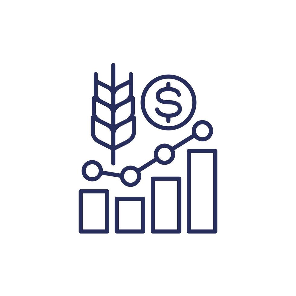 Food prices growth line icon with a graph vector
