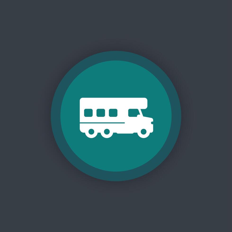 camping truck icon, camper, camping vehicle sign, flat icon, vector illustration