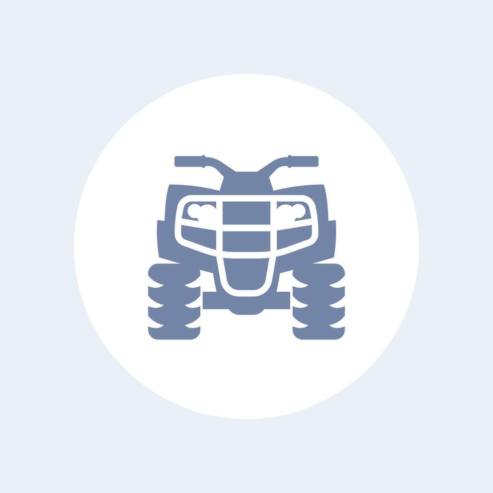 quad bike icon, all terrain vehicle, atv, quadricycle vector sign, icon isolated on white, vector illustration