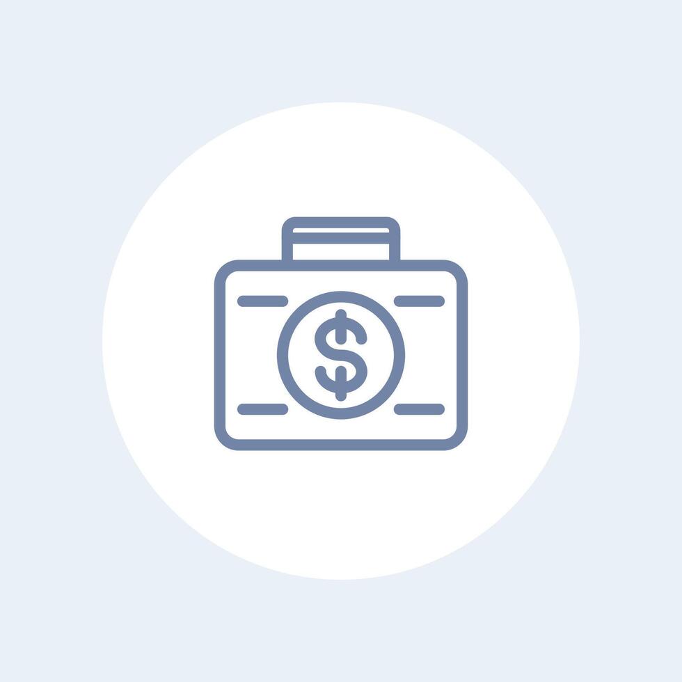 investing icon, banking, loan, investor, suitcase with money isolated icon, vector illustration