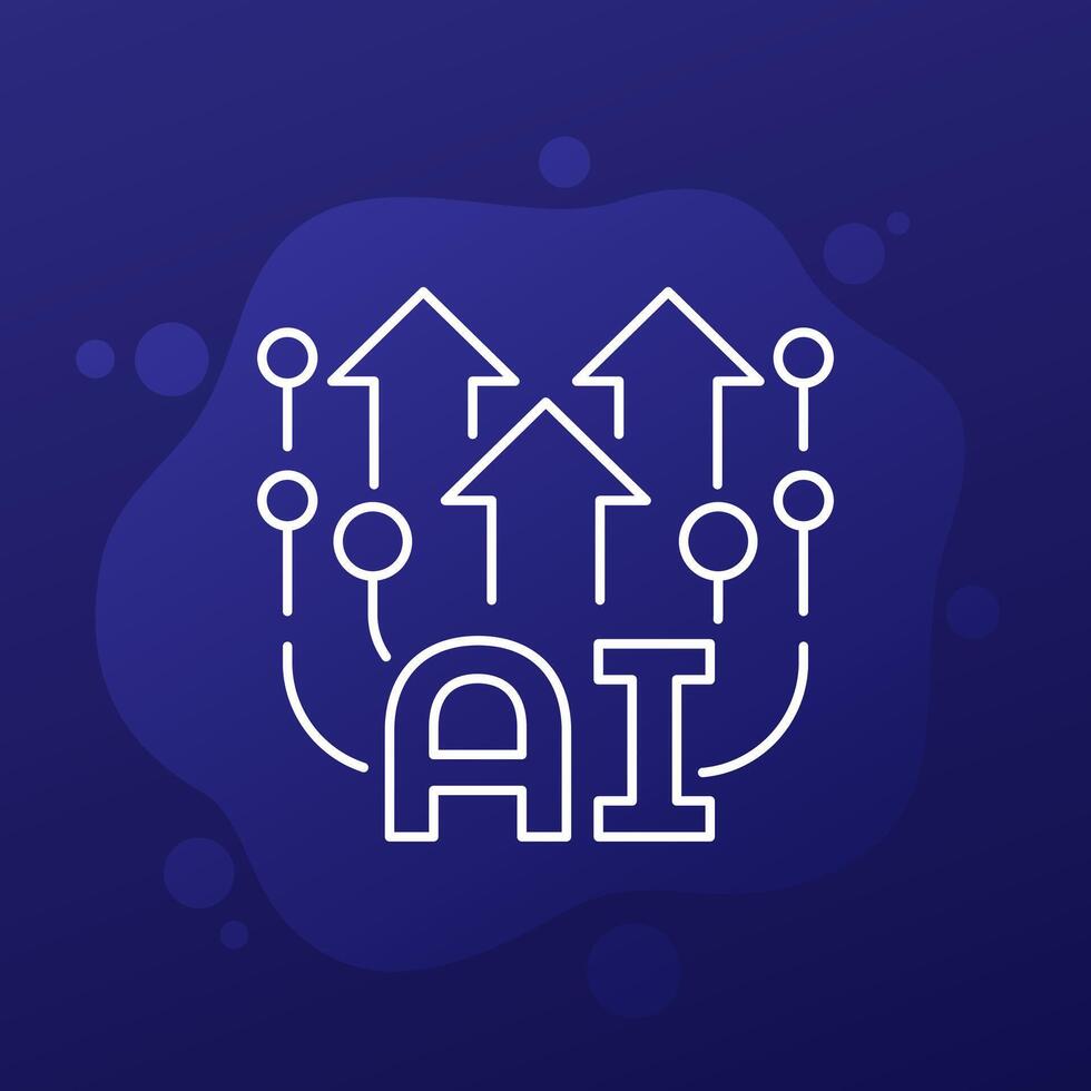 AI technology evolution line icon for web vector