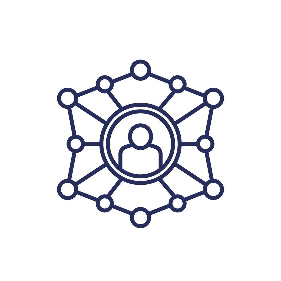 Multichannel marketing line icon with a client vector
