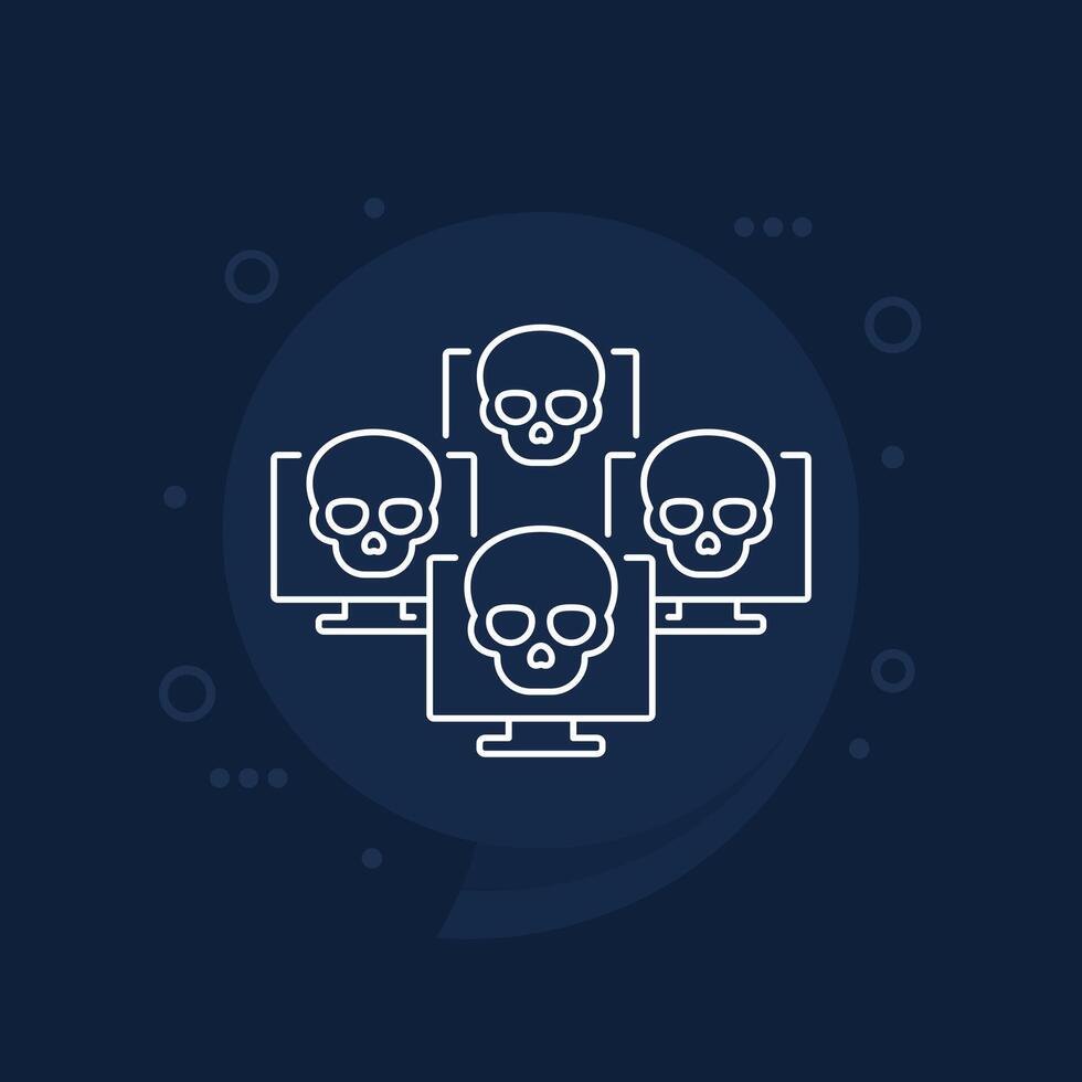 Botnet icon, network with bots line vector