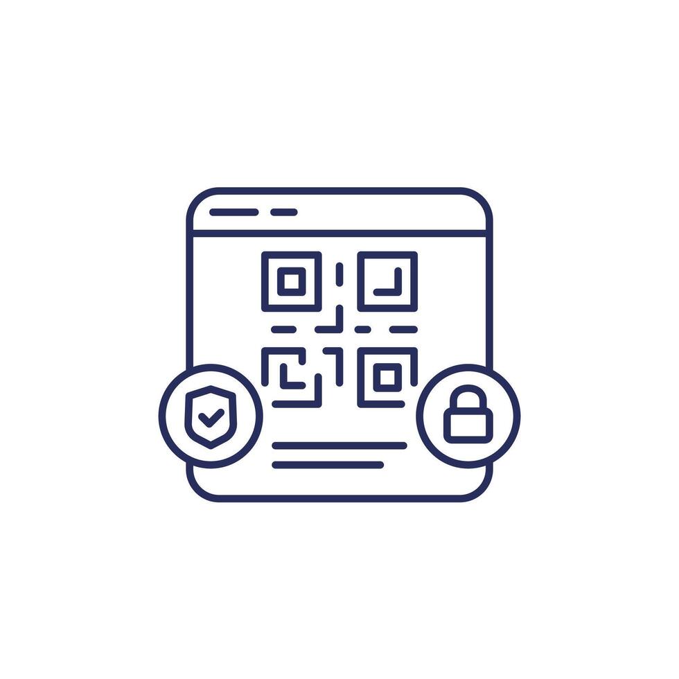 Secure qr code payment line icon vector