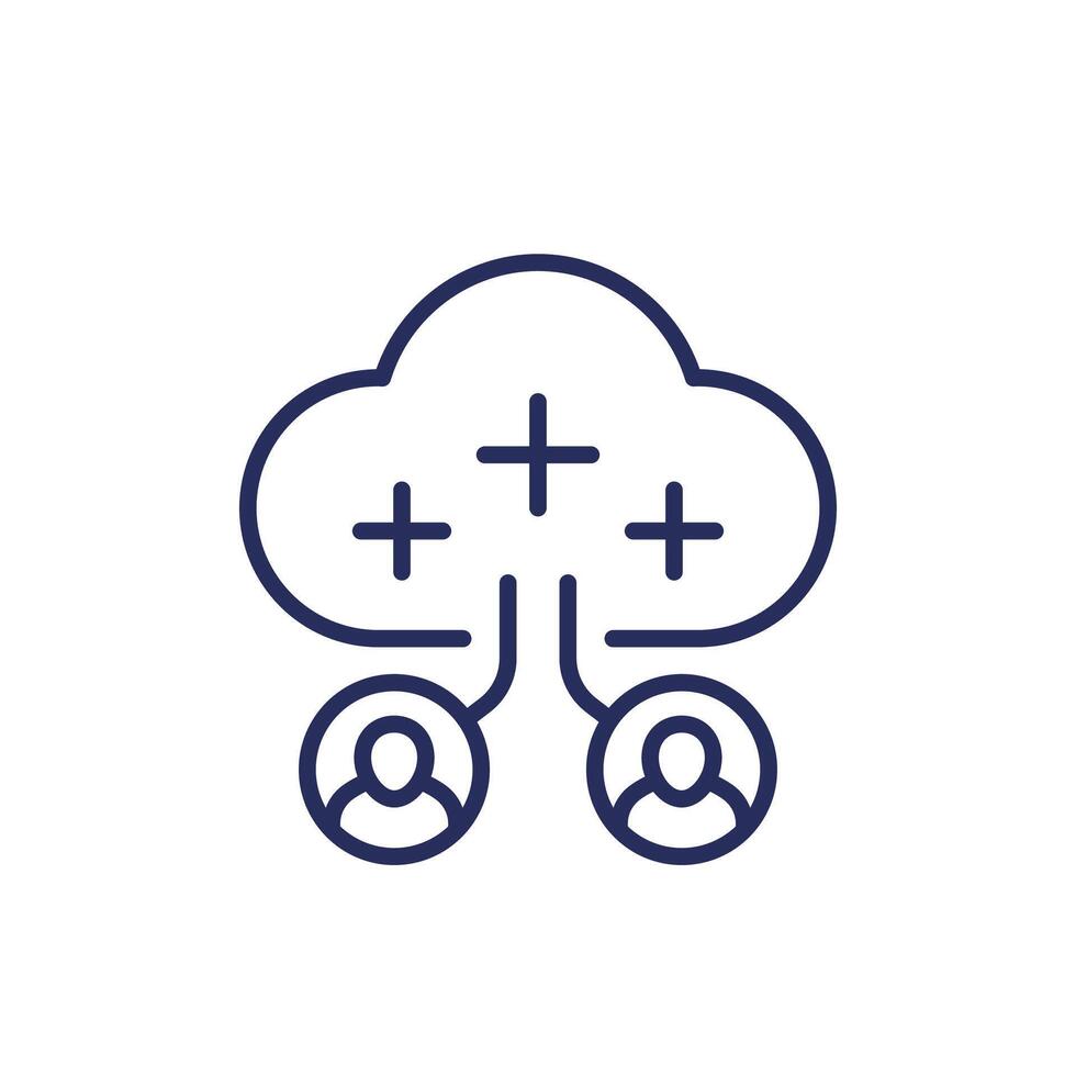 collect user data line icon with a cloud vector