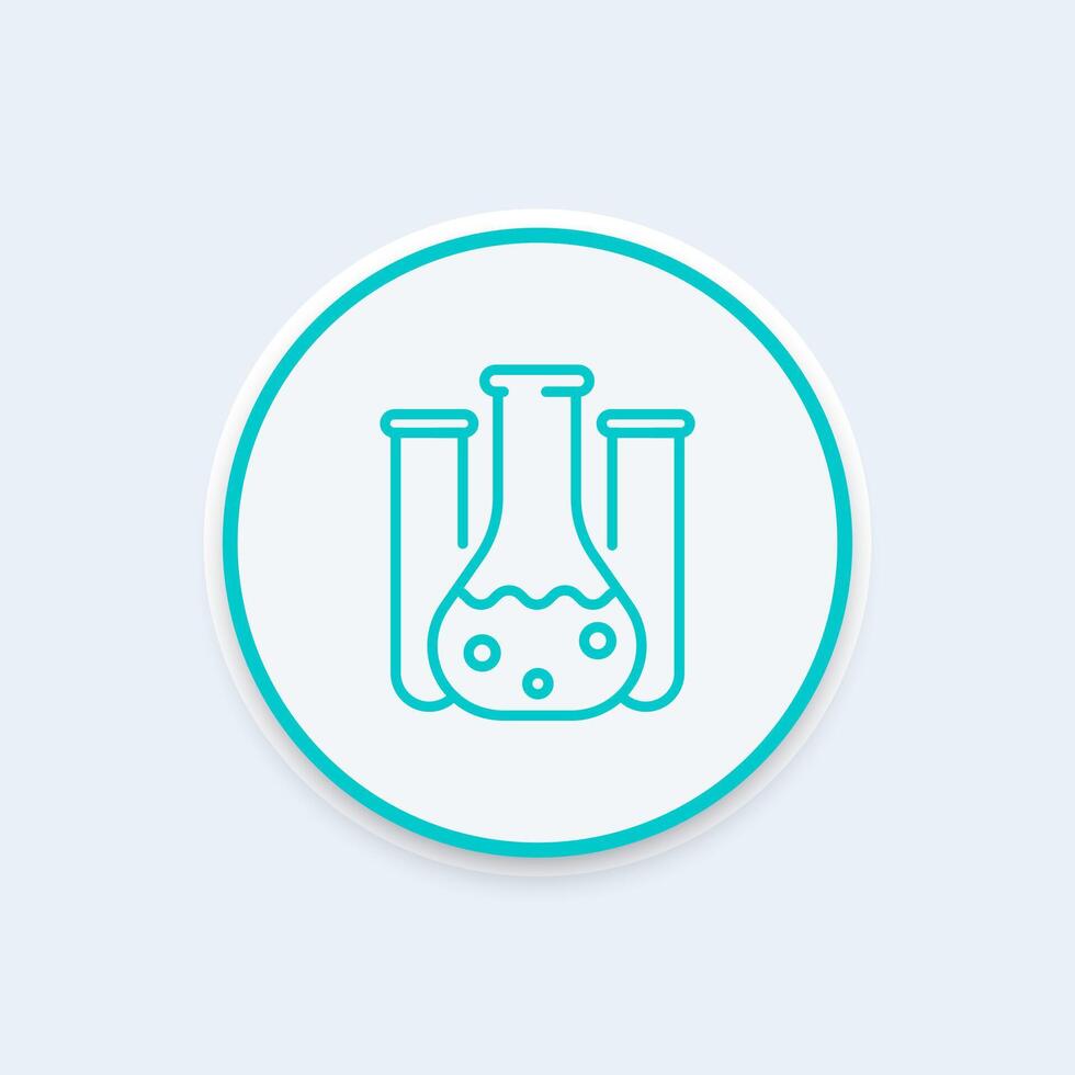 Chemistry line icon, lab glass test tube, chemistry lab sign, vector illustration