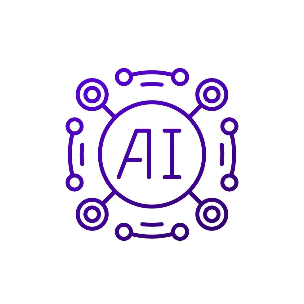 AI icon, Artificial intelligence technologies line vector